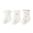 thumbnail image 1 of Newborn Baby Socks Solid Color Soft Cotton Lace Lightweight Fashion Socks for Daily 0-6 Months Photography Party Gift, 1 of 3