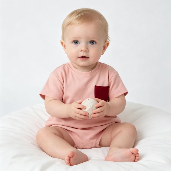 Newborn Baby Soft Bodysuit Short Sleeve Crewneck Onesie Infant Boys Girls Summer Comfortable Breathable Outfits Pink 18-24 Months