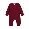 thumbnail image 1 of Newborn Baby Solid Color Jumpsuit Spring and Autumn Long-Sleeved Clothes Set Girls Boys Cotton Jumpsuit 0-24M, 1 of 8
