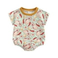 thumbnail image 1 of Newborn Baby Summer Jumpsuit 3 6 12 18M Cartoon Chili Print Short Sleeve Crew Neck Romper, 1 of 9
