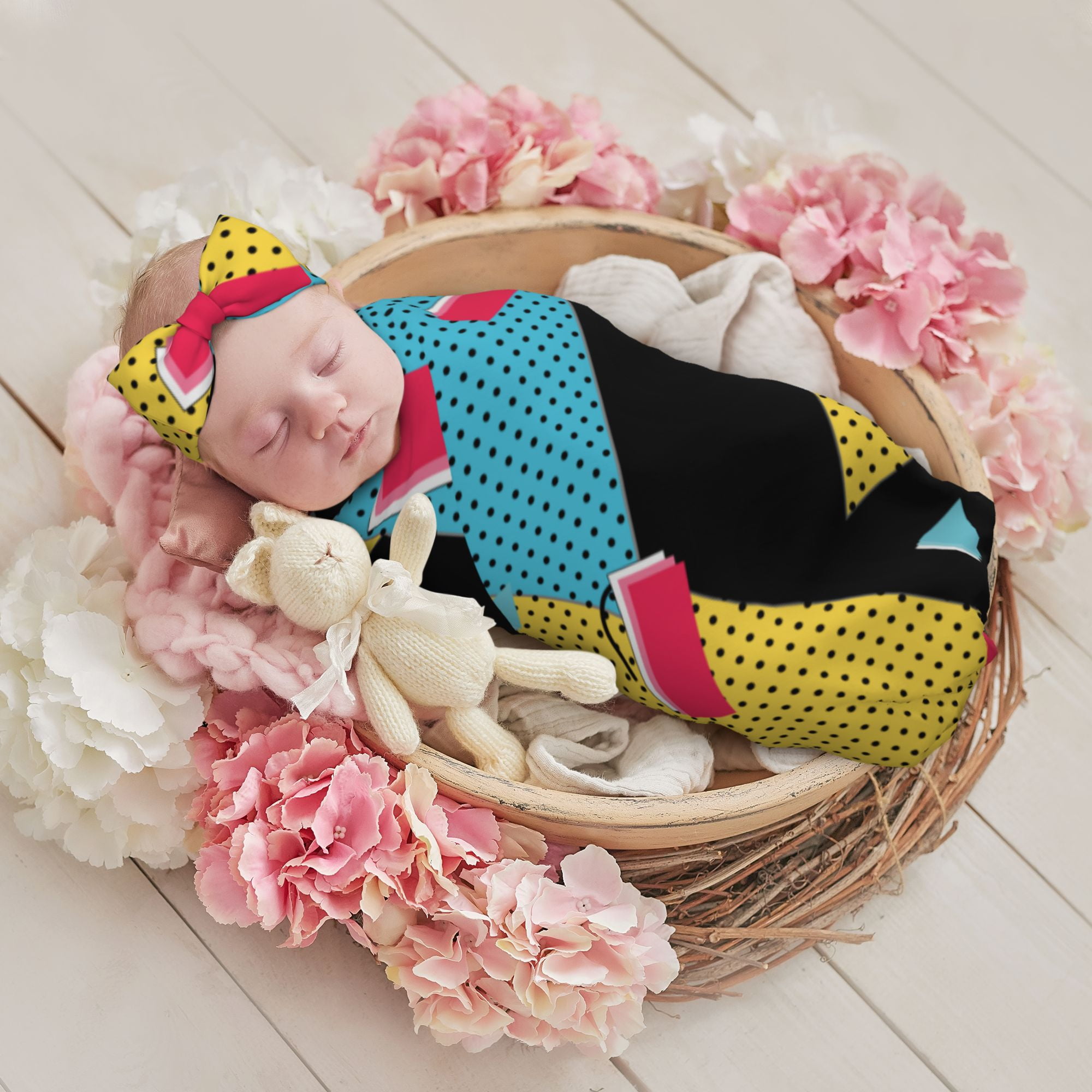 Newborn Baby Swaddle Blankets 0s 0s Style Soft And Cozy Hat Headband Sets Walmart