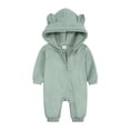 thumbnail image 1 of Newborn Baby Thickened Jumpsuit Hoodie Fall Winter Solid Color Jumpsuit for Men and Girls 0-24M, 1 of 6