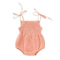 thumbnail image 1 of Newborn Baby Toddler Girls Bodysuits Adjustable Spaghetti Strap Smocked Cotton Crepe Lace One-Piece Romper Jumpsuits Babydoll Onesie Pink,0-3 Months, 1 of 7