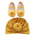 thumbnail image 1 of Newborn Baby Turban Hats and Shoes Set Hospital Hat Nursery Beanie Headwrap Hat Soft Sole Crib Shoes Set, 1 of 9