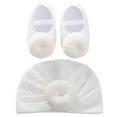 thumbnail image 1 of Newborn Baby Turban Hats and Shoes Set Hospital Hat Nursery Beanie Headwrap Hat Soft Sole Crib Shoes Set, 1 of 6