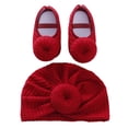 thumbnail image 1 of Newborn Baby Turban Hats and Shoes Set Hospital Hat Nursery Beanie Headwrap Hat Soft Sole Crib Shoes Set, 1 of 6
