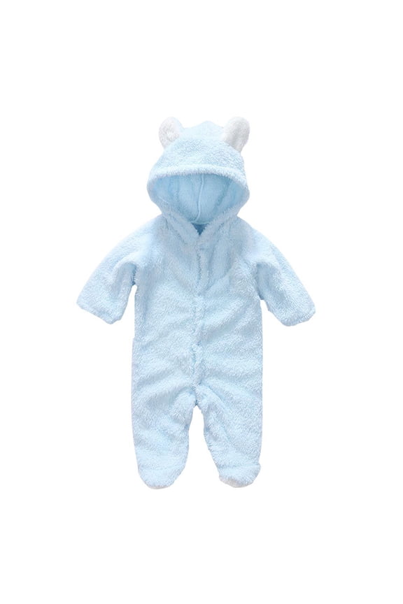 Newborn Baby Unisex Hooded Pramsuit Fleece Footed Jumpsuit Bear Snowsuit Winter Coat 0-12 Months