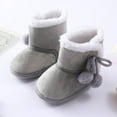 thumbnail image 1 of Newborn Baby Velvet Booties Shoes With Pompom Infants Soft Sole Snow Boots First Walker, 1 of 6