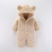Baby Warm Jumpsuit Cute Design Cartoon Animal Romper Hooded Winter Baby Outfit for Baby Boys 0-3 Months