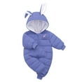 thumbnail image 1 of Newborn Baby Winter Warm Bodysuits Outfits Cute Rabbit Ear Hooded Zipper Romper Jumpsuits 0-12M, 1 of 3