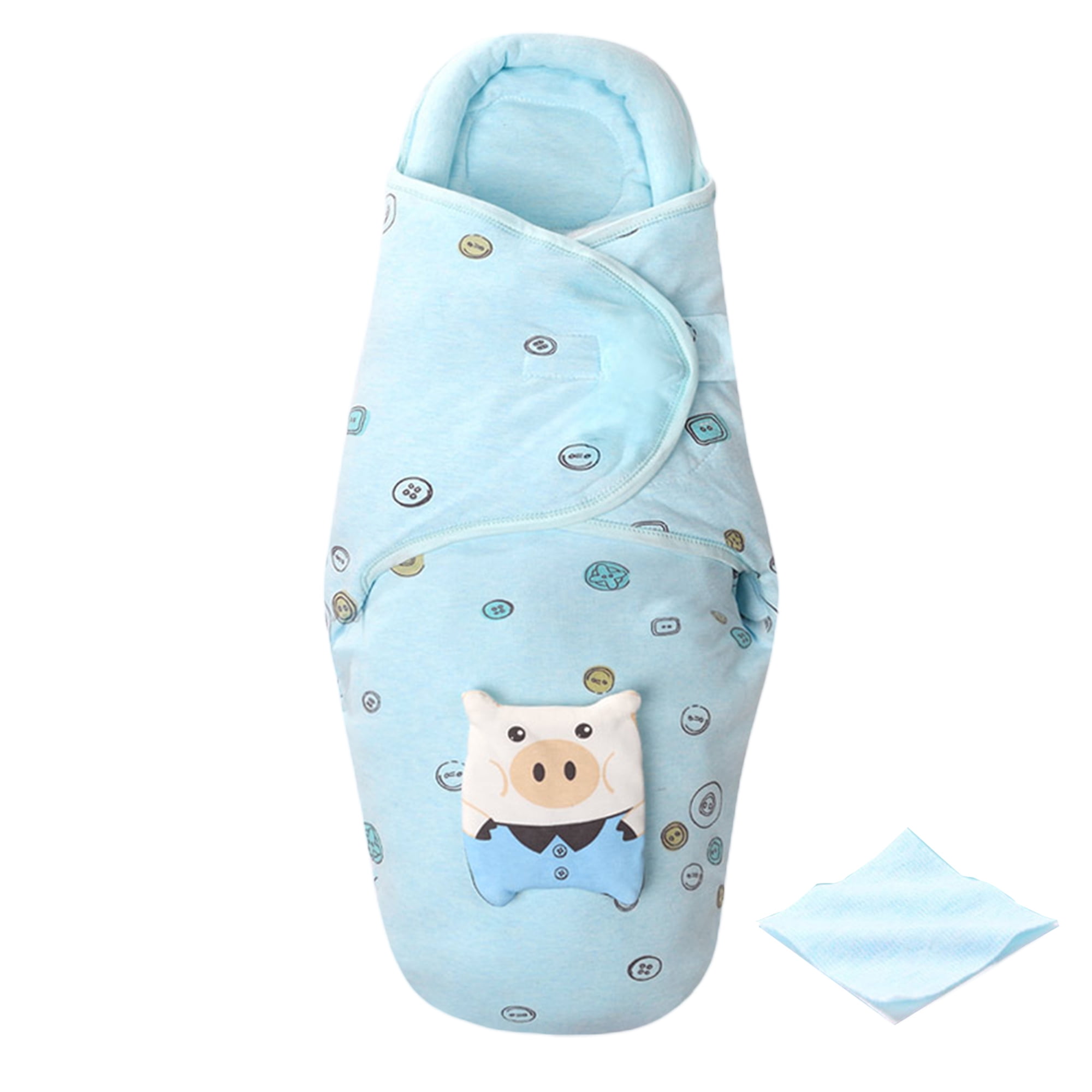 Newborn Baby Wrap Blanket, Cartoon Print 2 Layers Cotton Swaddle