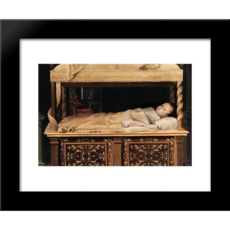 Newborn Baby in a Crib 20x24 Framed Art Print by Lavinia Fontana