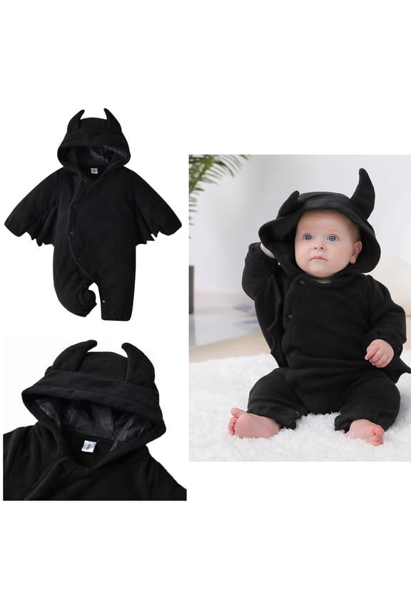 Newborn Bat Outfits Baby Baby Halloween Outfits Bat Romper with Hat Halloween Dress Up Party Photo Shoot 9-12 Month