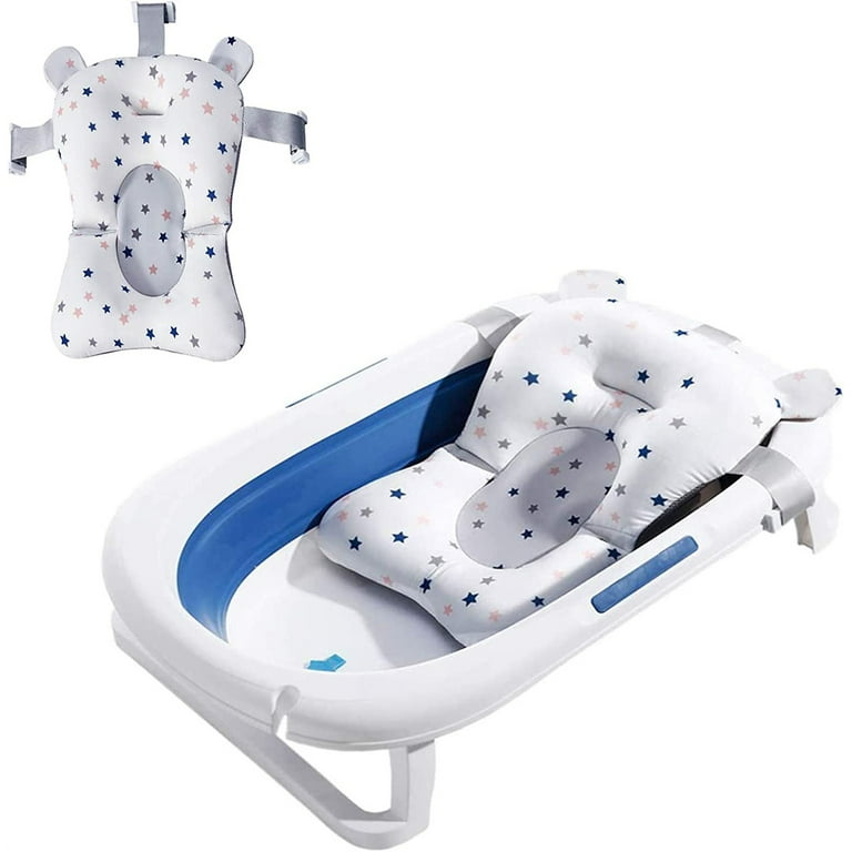 Newborn Bath Bed, Adjustable Baby Shower Mat Non-Slip Soft Padded Infant  Bathtub Support Foldable Baby Bath Seat Back Pillow Infant Bather Floating  Pad, 0-12 M, NO Bathtub 