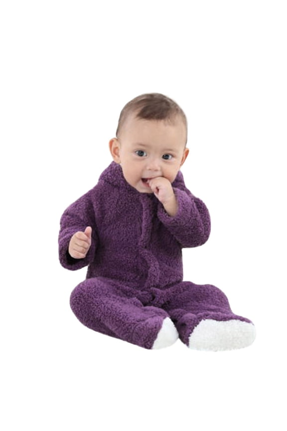 Newborn Bear Warmer Snowsuit Cotton Fleece Hooded Romper Jumpsuit for Baby Girls Boys