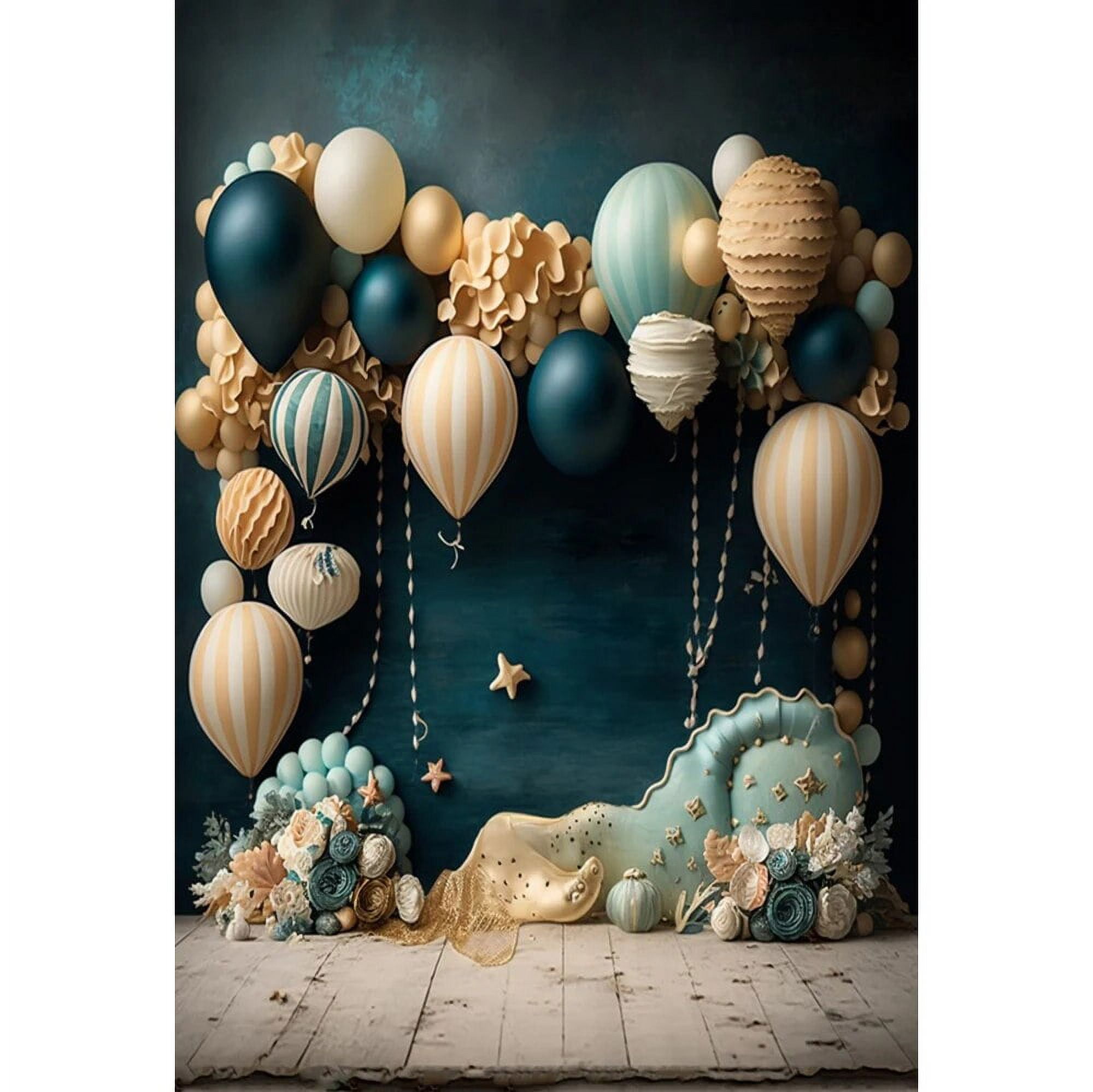 Bohemian Pampas Grass Balloon Girl Birthday Party Cake Smash R Backdrop Photo Studio 12 thumbnail image
