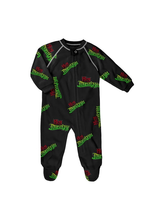 Newborn Black Rey Mysterio Raglan Full-Zip Sleeper