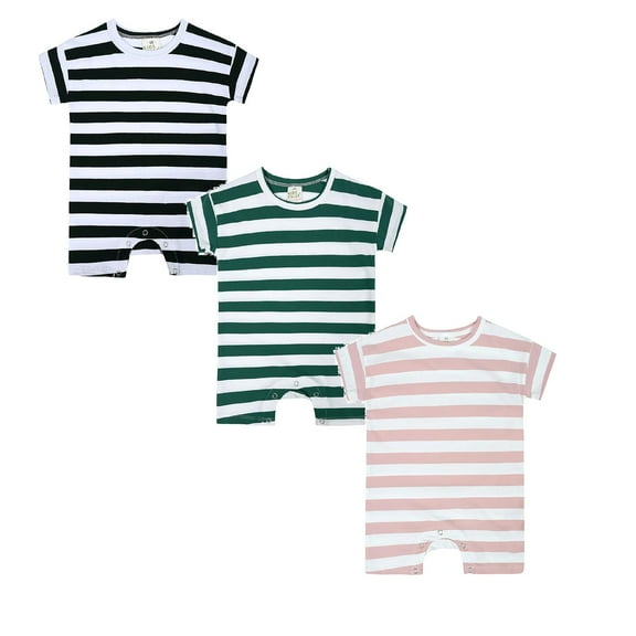 Bodysuit Pajamas Romper Jumpsuit Thin Striped Romper Clothes for Girls 9-12 Months