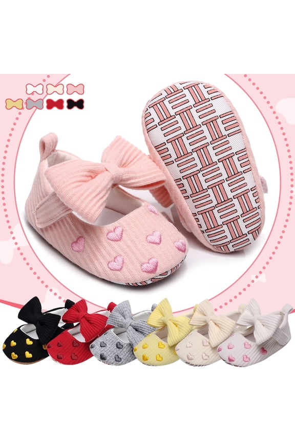 Newborn Boy Girl Shoes Breathable Mesh Bow And Heart Walking Shoes Lightweight Non-Skid Sneakers Newborn First Walkers Beige 0 M-6 M