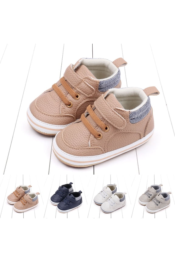 Newborn Boy Girl Shoes Pu Breathable Mesh Walking Shoes Lightweight Non-Slip Sneakers Infant First Walkers Grey 12 M-18 M