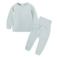 thumbnail image 1 of Newborn Boy Girl Solid Color Home Clothes Suit Belly Care Suit Long Sleeves and Pants Children's Cotton 2 piece Set 3M-7T, 1 of 2