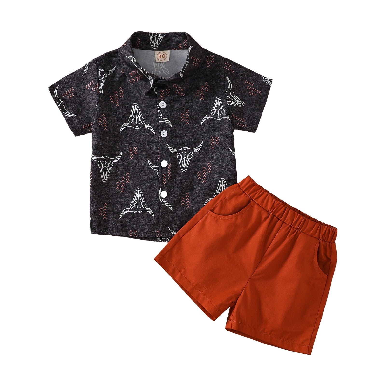 Newborn Boy Outfits Baby Boy Short Sleeve Button Down Dress Shirt and