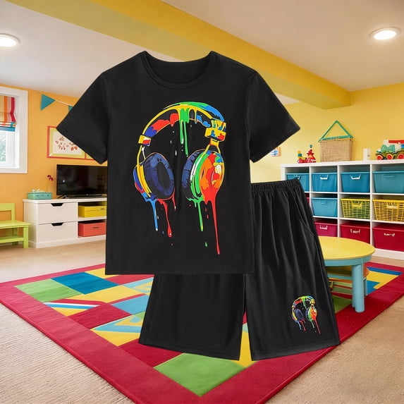 Boy Outfits Kids Casual 2 Piece Set for Play and Everyday Wear Boys' Clothing Sets Black 4 Years