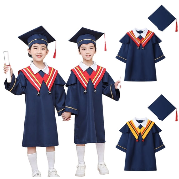 Boy Outfits Kids Kindergarten Graduation Gown and Cap Set with Tassel Boys' Clothing Sets Navy 8-9 Years