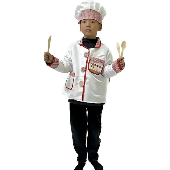 Boy Outfits Kids Toddler Chef Roleplay Set Halloween Christmas Party Dress Up Pretend Play Performance Wear Baby Girl Outfit White 7 Years-8 Years