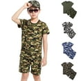 thumbnail image 1 of Boy Outfits T Shirts Shorts Camouflagess Armyss Summer Graphic Camo T Shirts Set Baby Boy Clothes Coffee 11 Years-12 Years, 1 of 6