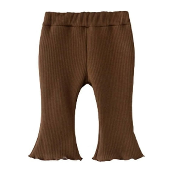 Newborn Boy Pants Spring Children's Wear Girl's Plaid Flare Pants Middle School Children's Western Casual Pants Baby Cotton Pants New Full Length Pants Brown 9-12 Months