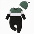 thumbnail image 1 of Newborn Boy Romper Letter Embroidery Round Neck Jumpsuit with Hat, 1 of 7
