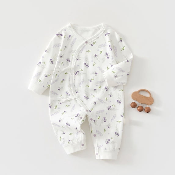 Newborn Boys Girls Cute Jumpsuit Long Sleeve Snap Fastener Romper Infant Soft Comfy Loungewear Onesie Outfits Beige 6-9 Months