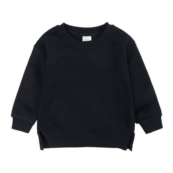 Newborn Boys Girls Fleece Hoodie Solid Color Crewneck Small and Medium Children's Pullover Children's Long-Sleeved T-Shirt for 6M-6T