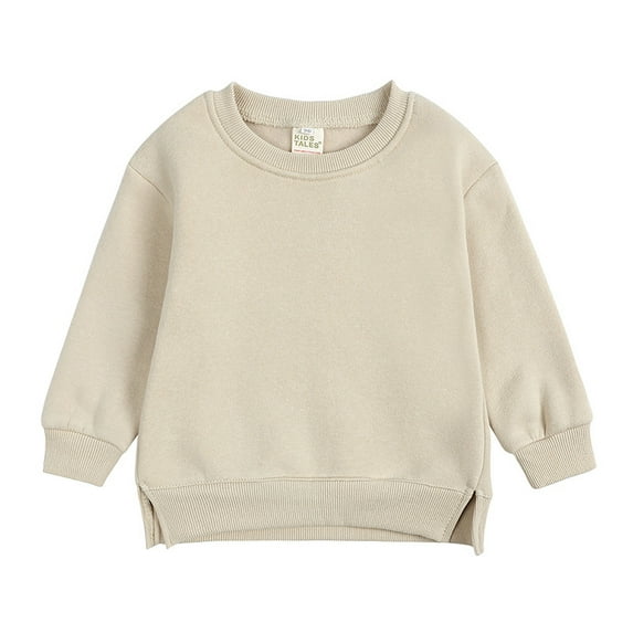 Newborn Boys Girls Fleece Hoodie Solid Color Crewneck Small and Medium Children's Pullover Children's Long-Sleeved T-Shirt for 6M-6T