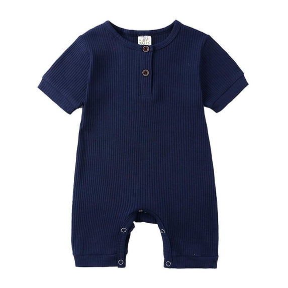 Newborn Boys Girls Onesie Summer Short Sleeve Bag Fart Climbing Suit Solid Color Short Sleeve Onesie 0-3months