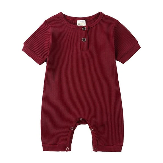 Newborn Boys Girls Onesie Summer Short Sleeve Bag Fart Climbing Suit Solid Color Short Sleeve Onesie 6-12months