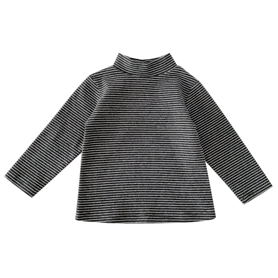 Boys Striped T Shirt Turtleneck Long Sleeved T-Shirt Casual Cotton Loose Tshirt