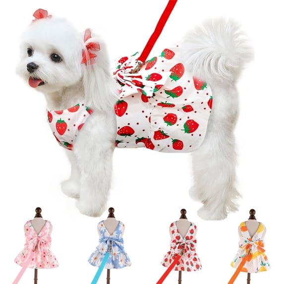 Newborn Brand Dog Dress Harness With Leash Set Pet Puppy Cat Vest Clothes