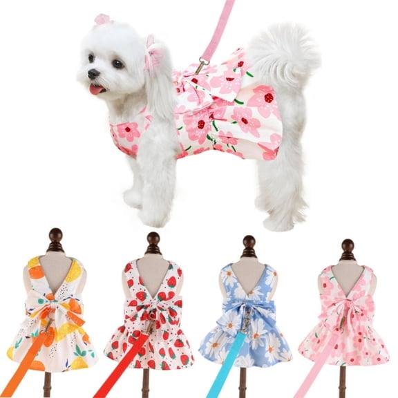 Newborn Brand Dog Dress Harness With Leash Set Pet Puppy Cat Vest Clothes