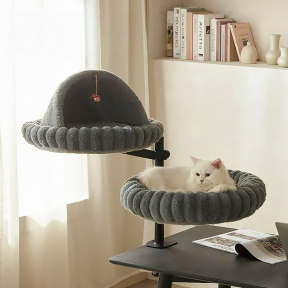 Newborn Brand Double Cat Desk Bed - 2 Large Layers Cat beds with 360 Rotating & Adjustable Height