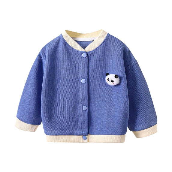 Newborn Cardigan Girl 3M 6M 12M 18M 2Y 3Y Fall Casual Button Down Long Sleeve Sweaters Crocheted Panda Kid's Clothing Blue 18 Months