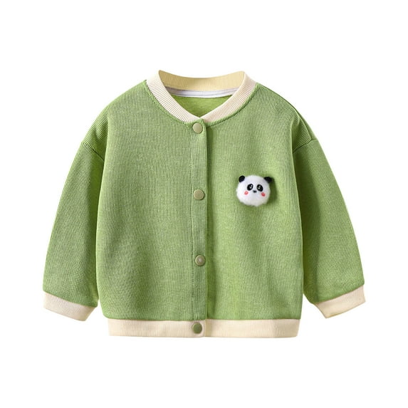 Newborn Cardigan Girl 3M 6M 12M 18M 2Y 3Y Fall Casual Button Down Long Sleeve Sweaters Crocheted Panda Kid's Clothing Green 18 Months