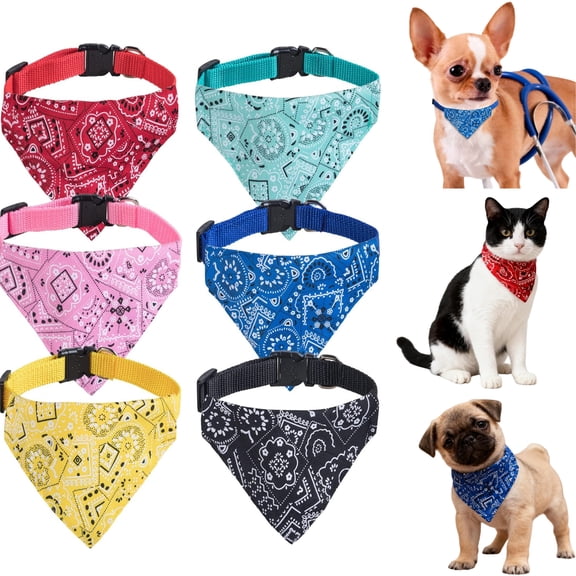 Newborn Cat Bandana Collars With Safety Buckle For Kitten Puppy Small Dogs Collars 6 Packs/Set,S Size