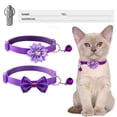 thumbnail image 1 of Newborn Brand 2 Packs Breakaway Cat Collar With Bell，Nylon Kitten Bow Tie Collar and Flower Collar,7 inch~12 inch With 1 ID Tag (2 Cat Collars+ 1 ID Tag),Purple, 1 of 7