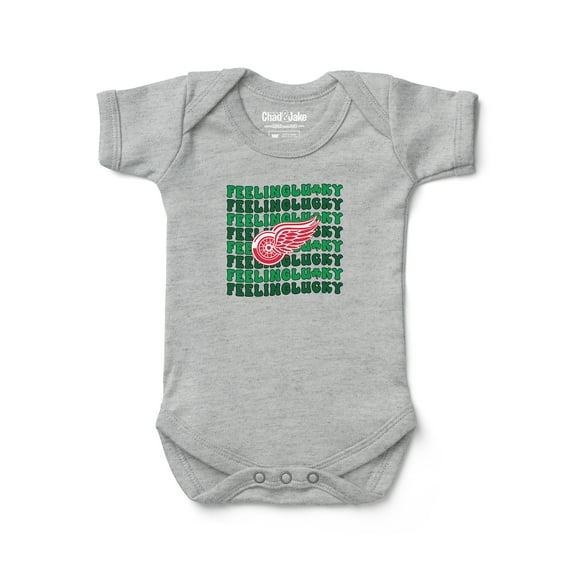 Newborn Chad & Jake Heather Gray Detroit Red Wings Feeling Lucky Bodysuit