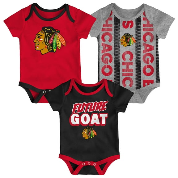 Newborn Chicago Blackhawks Loyal Buddies Three-Pack Bodysuit Set
