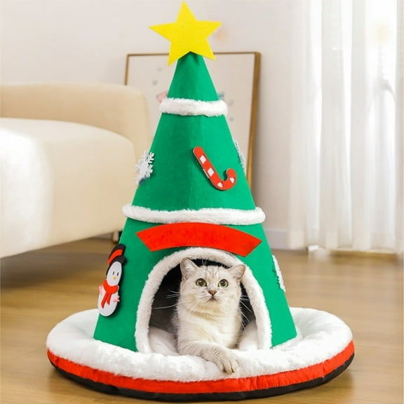 Newborn Christmas Tree Cat Bed Indoor Cats House Tent With Detachable Pillow