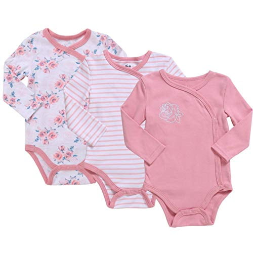 Newborn Clothes Baby Kimono Side Snap Onesies Girl Long Sleeve