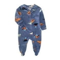 thumbnail image 1 of Newborn Cotton Clothes Zip up Long Sleeve Dinosaur Print Footed Warm Jumpsuit Romper Clothes for Infant Navy 9M, 1 of 2